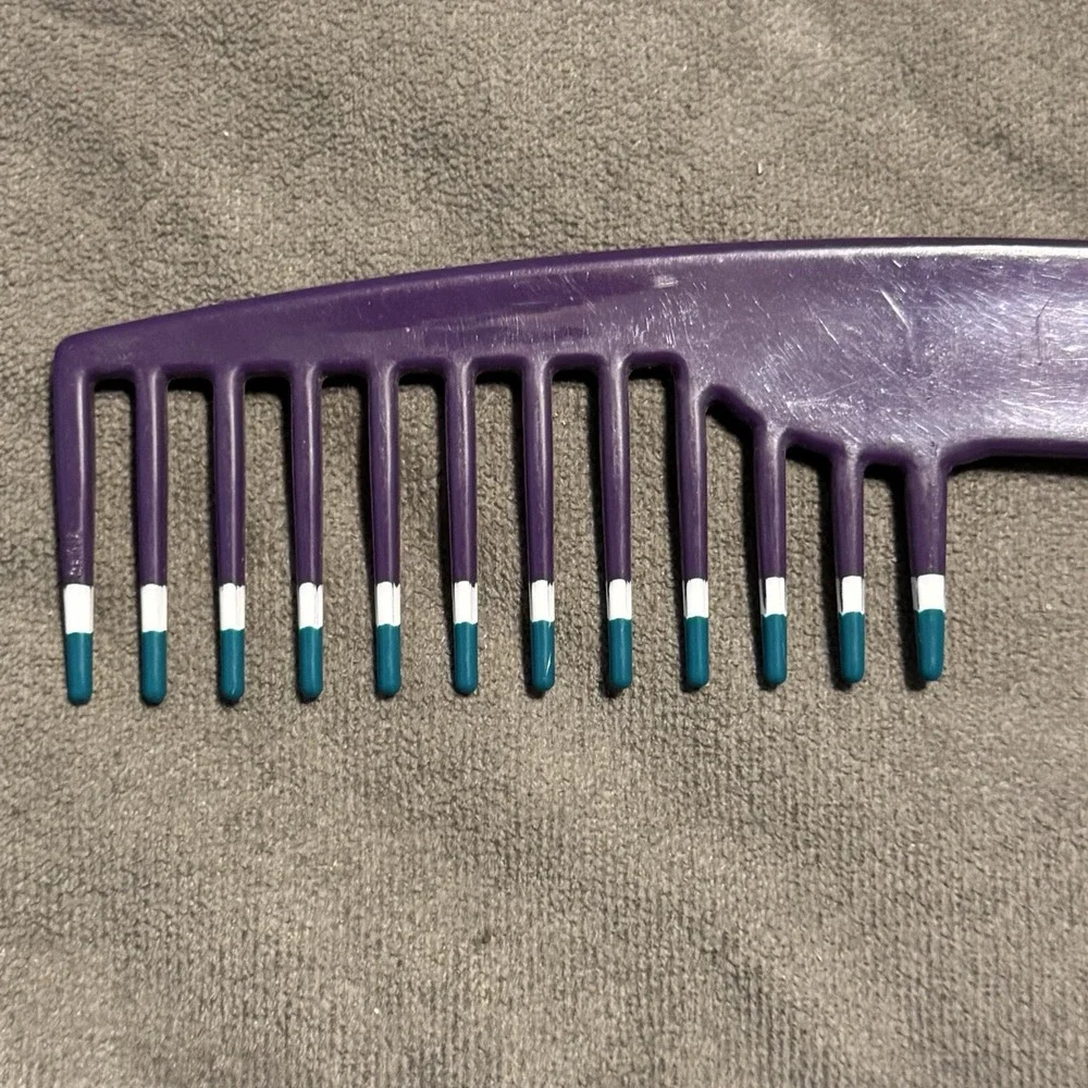 Vintage Mebco Double Dip Wide Tooth Detangler Comb for Men & Women Purple Teal
